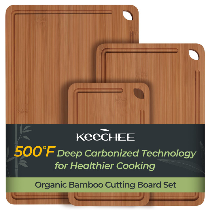 Keechee Bamboo Cutting Board, Durable Wood Cutting Boards for Kitchen with Deep Juice Grooves & Built-in Handles, Ideal Charcuterie & Chopping for Me