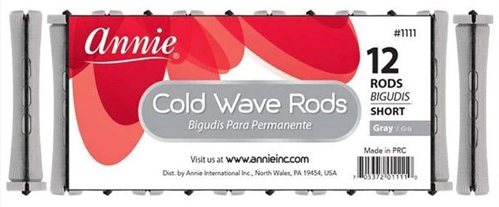 Annie 3 Packs of Cold Wave Rods (Short) #1111 12Pcs/Pack, Gray Rubber Rods, Curly Hair Type