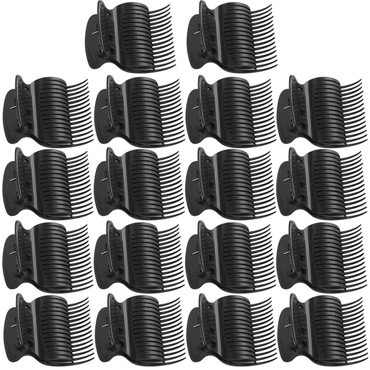 Aniann 18 Pieces Hot Roller Clips Plastic Hair Curler Claw Clips Replacement for Small, Medium, Large and Jumbo Hair Rollers (Black)