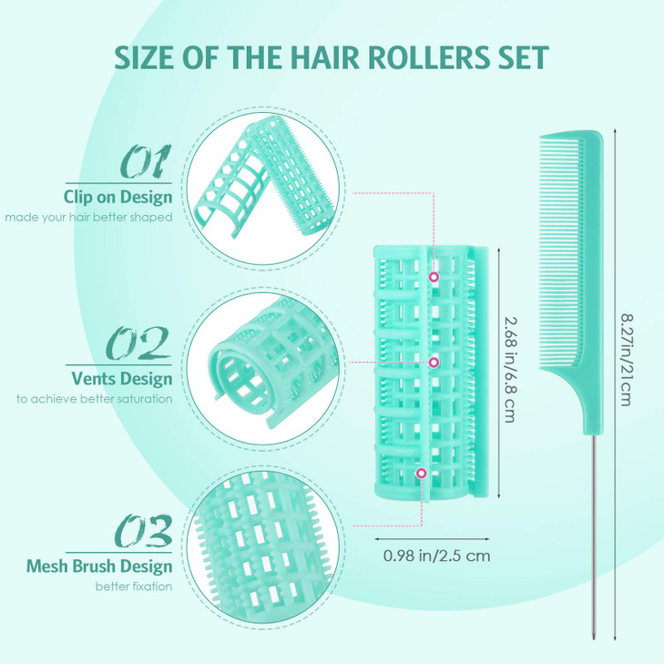 Syhood 24 Pieces Hair Roller, Small Size Plastic Hair Rollers Curlers with Steel Pintail Comb for Short Long Hairdressing Styling Tools (0.98 x 2.67