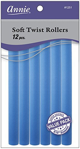 Annie Soft Twist Rollers, Blue, 7 Inch, 12 Count