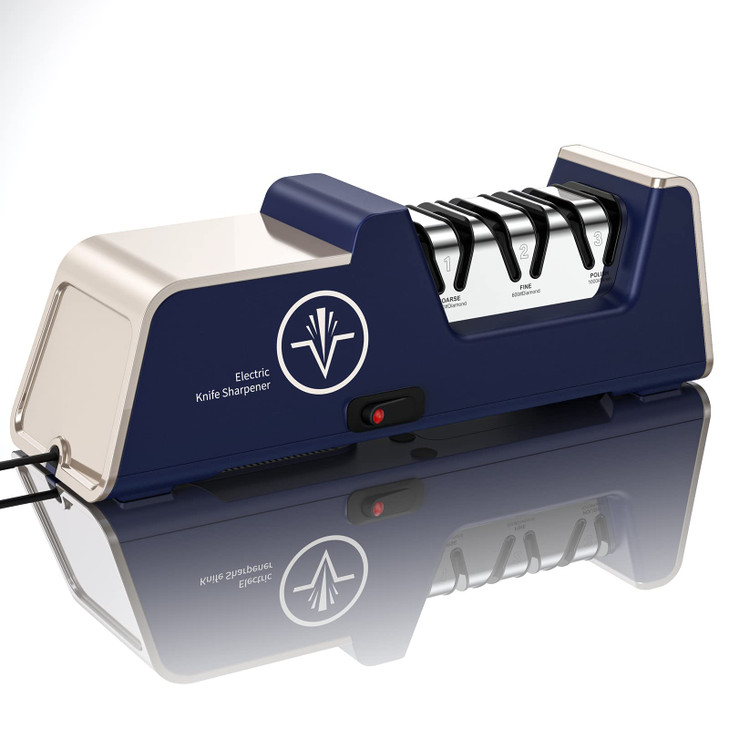 Homly Professional Electric Knife Sharpeners for Kitchen Knives with Diamond Abrasives and Precision Angle Guides, Multifunctional 3-Stage Slots, App