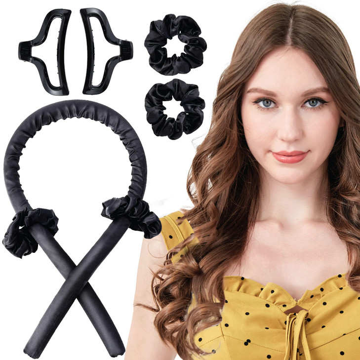 Heatless Curling Rod Silk Headband, No Heat Curls Rollers, Curlers with Ribbons Sleeping Soft Wave Hair Curler DIY Hair Styling Tools Formers for Lon