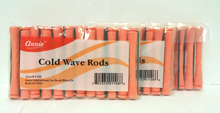 3 Packs of Annie Cold Wave Rods-Long #1106 (12 Pieces per Pack)