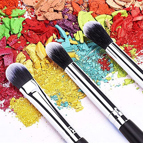 MSQ Eye Makeup Brushes Eyeshadow Makeup Brushes Set with Soft Synthetic Hairs & Real Wood Handle for Eyeshadow, Eyebrow, Eyeliner, Blending (Black, 8