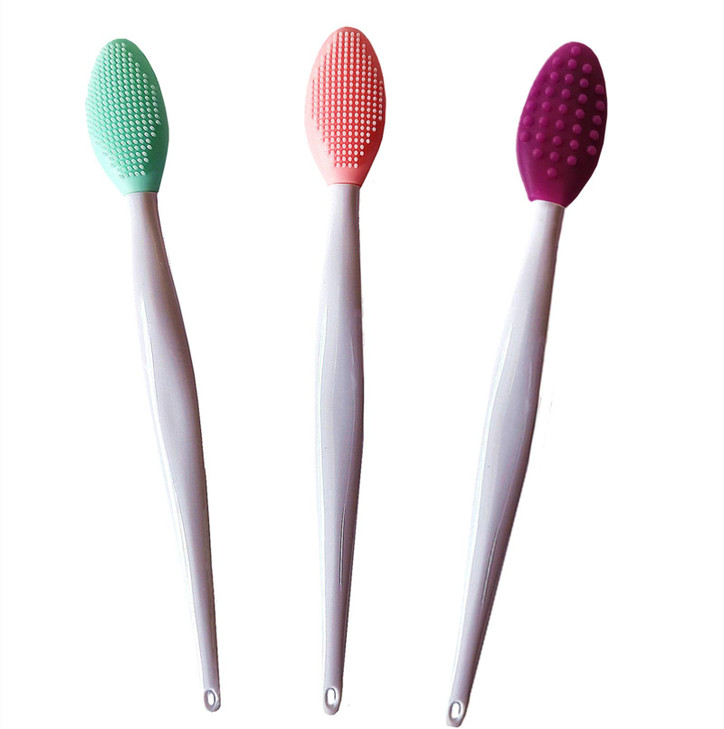 3 Pcs Lip Scrub Brush,Lip Scrubber Exfoliator,Double-Sided Silicone Lip Brush Tool for Men Women Lip Lightening, Lip Exfoliator Scrubber Tool for Dar