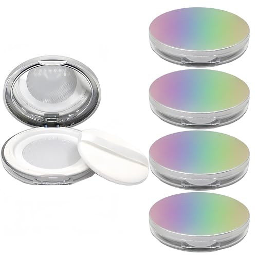 BesYouSel 5g Empty Compact Powder Box Case - Refillable Loose Powder Puff Box with Container Holder, Sifter - Pack of 5