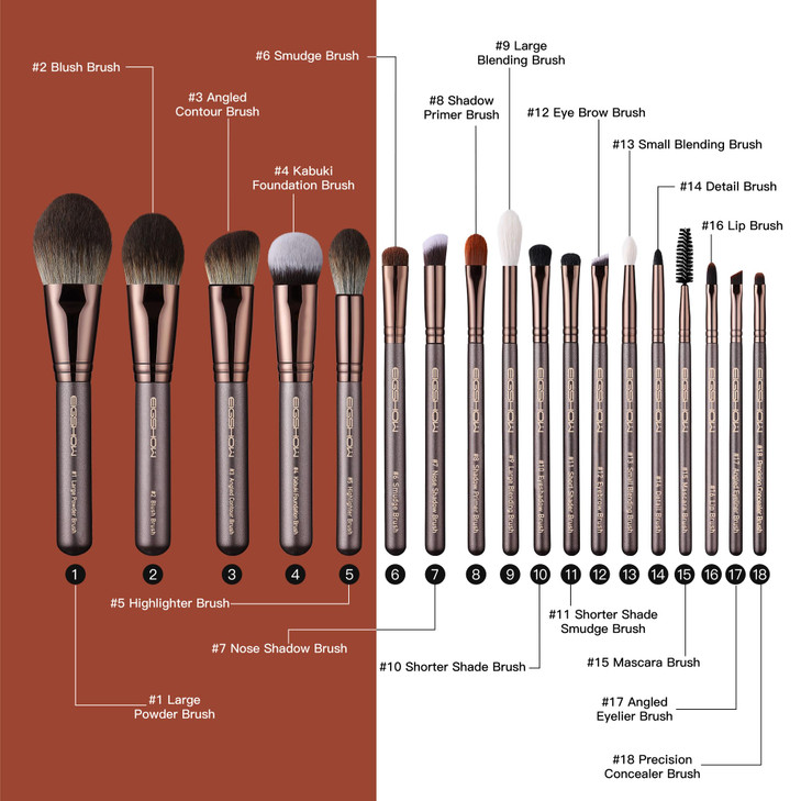 Professional Makeup Brush Set, Eigshow Makeup Brushes Perfect for Foundation Face Powder Blending Blush Bronzer Eyeliner Eye Shadow Brows with Case,