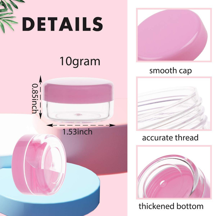 10 Gram Sample Containers with Lids, 10ML Sample Jars, 40 PCS Small Cosmetic Containers for Makeup, Lotion, Eye Shadow, Liquids, Powder, Lip Balms