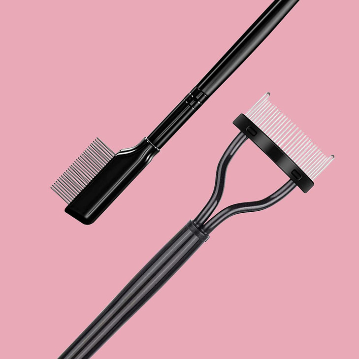 2Pcs Eyelash Separator, Eyelash Comb Lash Brush Separator, Lash Comb Eyelashes Curler Makeup Mascara Applicator, Eye Makeup Brush Tools, Metal Teeth