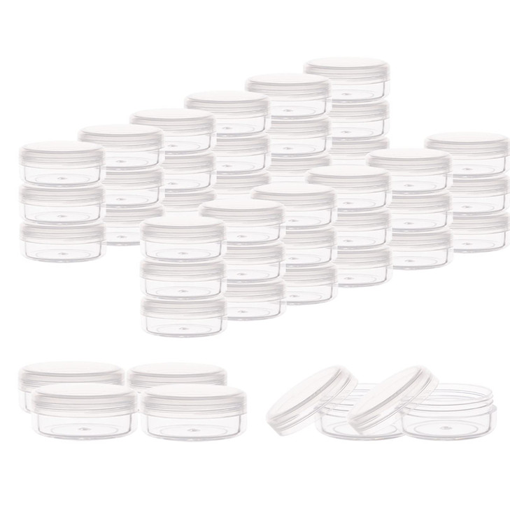ZEJIA 10 Gram Sample Containers, 40 Count Cosmetic Containers with Lids, Refillable Empty Sample Jars, Small Plastic Containers with Lids (Clear)