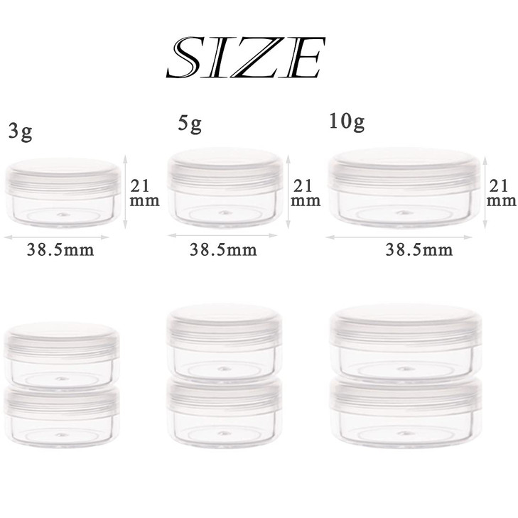 ZEJIA 10 Gram Sample Containers, 40 Count Cosmetic Containers with Lids, Refillable Empty Sample Jars, Small Plastic Containers with Lids (Clear)