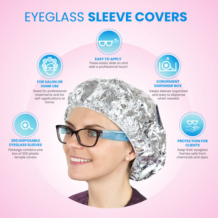 Eyeglass Covers for Hair Color - 200 Plastic Sleeves - Disposable Eyeglass Sleeves - Eye Glass Protector Sleeves - Eyeglass Sleeve Covers - Disposabl