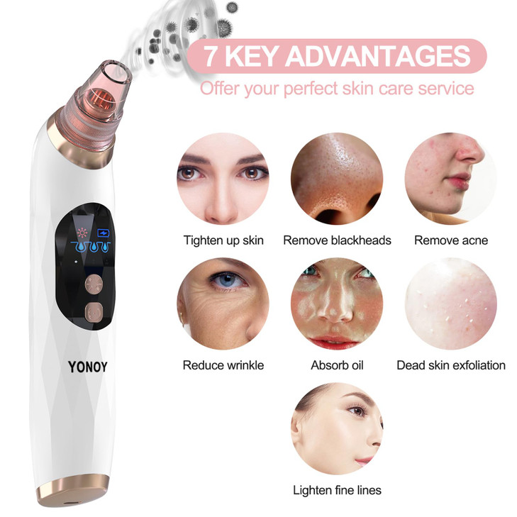 Blackhead Remover Pore Vacuum with Hot Compress-YONOY 2026 Upgraded Electric Face Cleaner Pore Extractor Pimple Extractor Acne White Heads Removal To