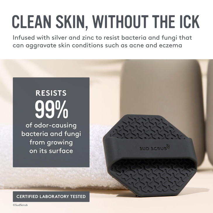 Sud Scrub® Antimicrobial Silicone Face Scrubber, 1 Pack, Gentle Face Exfoliator for Sensitive Skin, Eco Friendly Facial Cleansing Brush, Exfoliating