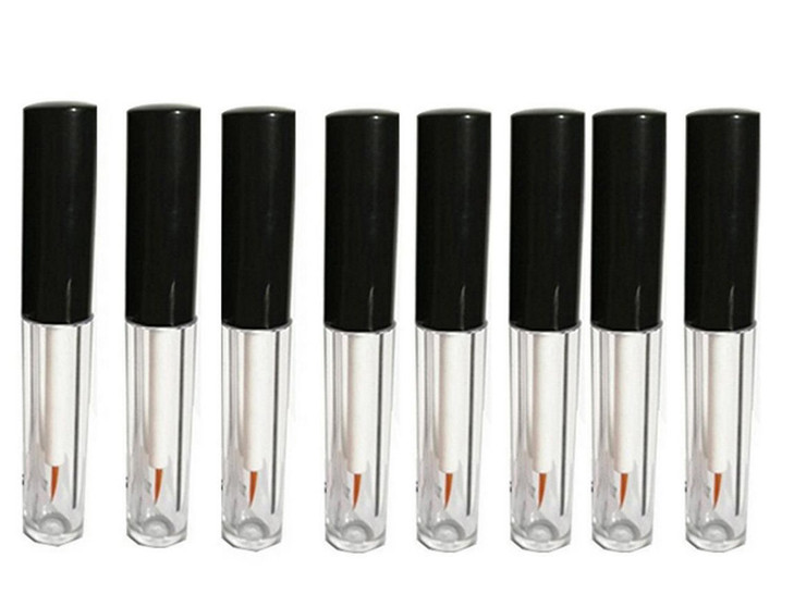 mollensiuer 8Pcs 2ml Refillable Empty Plastic Clear Eyeliner Vials Tubes Eyelash Growth Oil Mascara Tube Bottle Cosmetic Container with Plug and Brus
