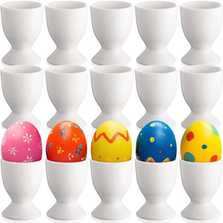 Vesici 18 Pcs Easter Ceramic Egg Holders Bulk Porcelain Boiled Eggs Display Stand Countertop Gift for Easter Party Table Decoration Home Breakfast Co