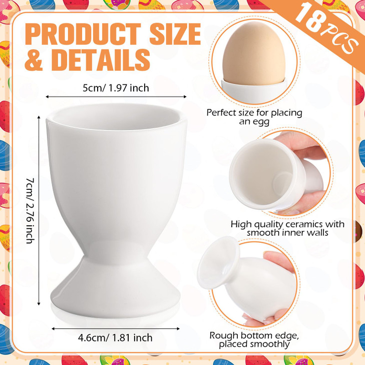 Vesici 18 Pcs Easter Ceramic Egg Holders Bulk Porcelain Boiled Eggs Display Stand Countertop Gift for Easter Party Table Decoration Home Breakfast Co