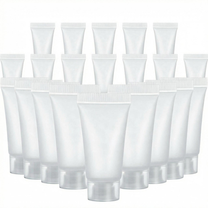 SYBL 5ml 20 Pcs Refillable Empty Tubes Bottles Squeezable Sample Containers Translucent Surface Travel Sample Bottles for Toothpaste Shampoo Facial C