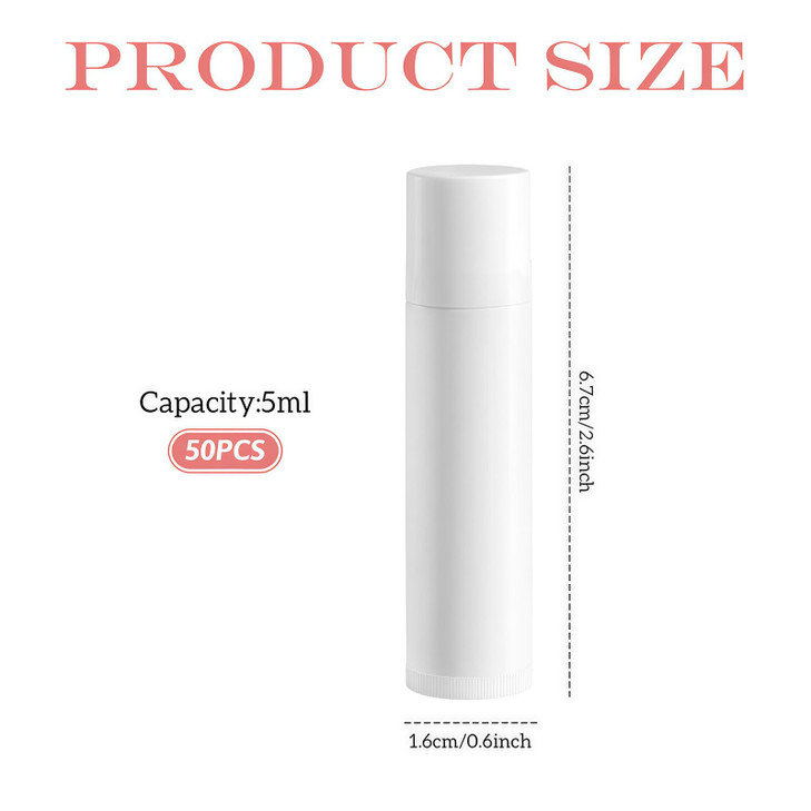 50PCS 5ML White Empty Lip Balm Tubes Containers by Upstore
