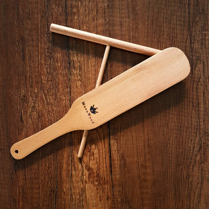 Crepe Spreader Stick & Pancake Turner Set, 2-Piece Beechwood Tool Kit (7 Inch Stick, 12 Inch Turner) for Crepe Pan and Flat Griddle