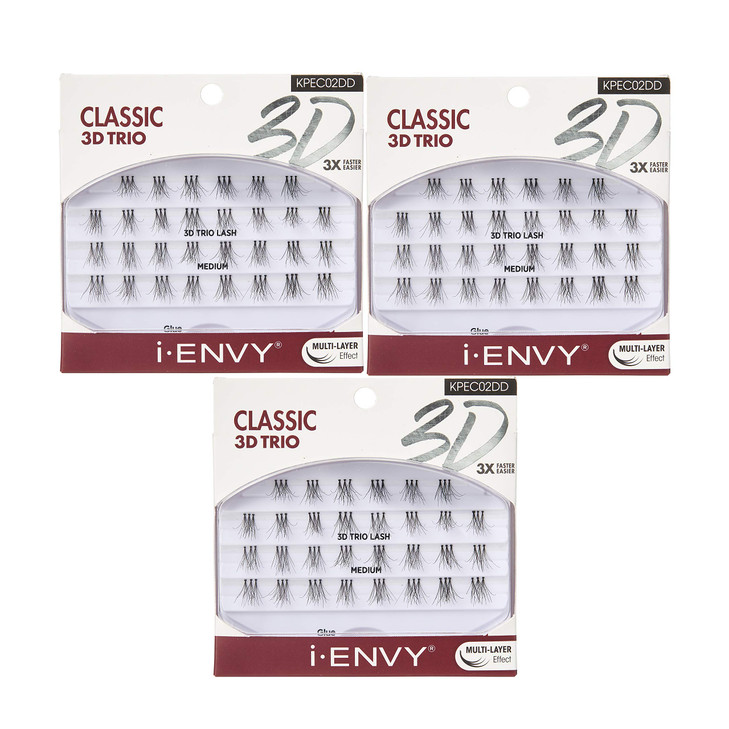 i-ENVY 3D Trio Classic Lash Medium (3 Pack) Natural Fluffy Effect 3X Faster Easier Application