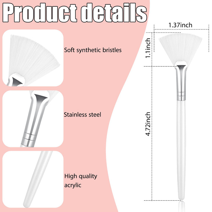 Patelai 14 Pieces Fan Brushes Applicator, Mask Brushes for Facial Makeup Tools for Face Cosmetic(White)