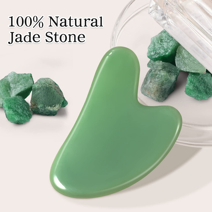 Gua Sha Facial Tools Guasha Tool Gua Sha Jade Stone Manual Massage Sticks for Jawline Sculpting and Puffiness Reducing for Face Body Tensions Reduce