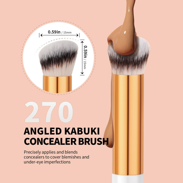docolor Concealer Brush and Foundation Brush for Liquid Makeup, 2PCS Angled Kabuki Blending Makeup Brush Perfect for Liquid Cream Powder Blending,Sti