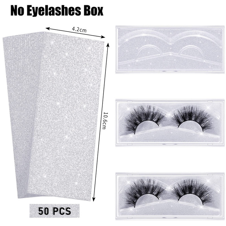 Blulu 50 Pcs Lash Box Internal Glitter Background Paper Rectangle Cardstock for False Eyelashes Storage Case Holder Makeup Cosmetic Container, No Box