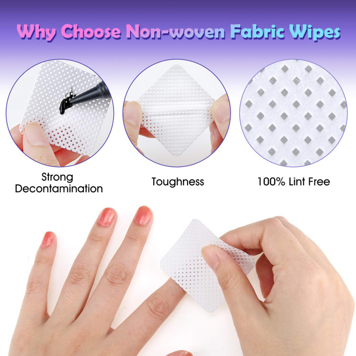 400 Pieces Eyelash Extension Glue Adhesive Wipes Cleaner Wiping Cloth Non-woven Fabric Wipes Removal Tool for Eyelash Extension Glue and Nail Polish