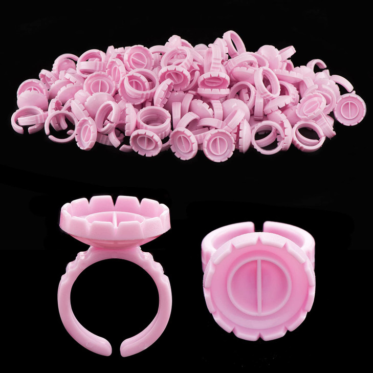 Lash Extensions Supplies,100PCS Glue Rings, Lash Glue Holder for Volume Lashes Fan, Eyelash Ring Cup for Eyelash Extension Supplies