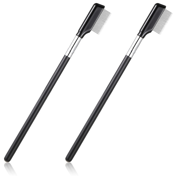 Metal Eyelash Brush 2 Pieces Grooming Eyelash Separator Mascara Metal Separated Lash Make up Brush Comb Cosmetic Separator Curler Eye Makeup Tool for