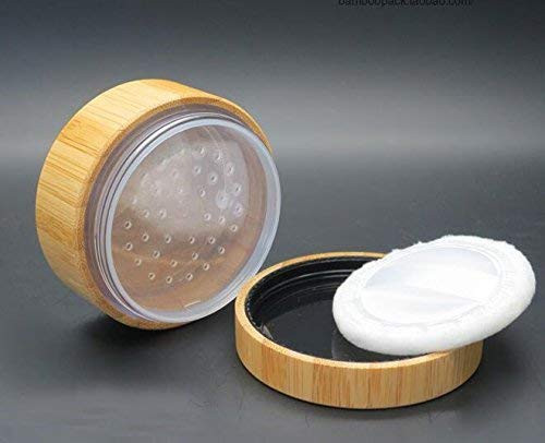 30ml 1oz Empty Loose Powder Case Bamboo Powder Container Cosmetic Make-up Loose Powder Box Case Holder Travel Containers with Sifter Lids and Powder