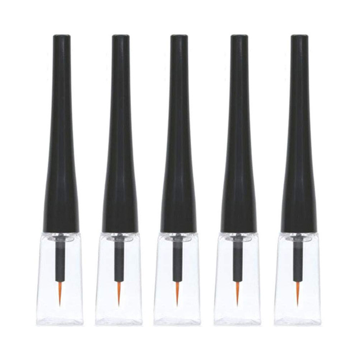 XUMIN 5PCS 5ml/0.17oz Empty Black Plastic Eyeliner Tubes Bottle Vials Dispenser Sample Packing Storage Container with Inserts Plug and Black Cap for