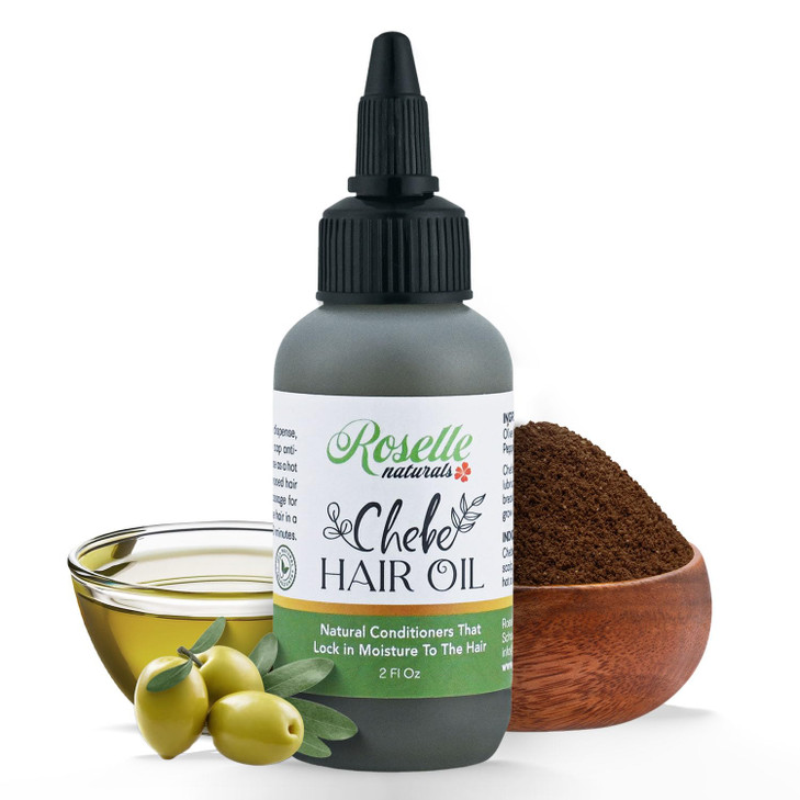 Roselle Naturals Chebe Oil for Hair Growth Made in USA 2 Fl Oz - Chebe Powder Hair Oils, Chebe Hair Growth Oil for Stronger, Longer, Thicker Hair