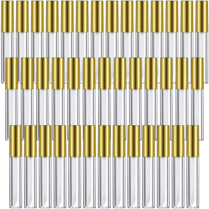 Patelai 40 Pieces Empty Lip Gloss Tubes Containers Clear Lip Balm Bottle with Rubber Stopper and 2 Pieces Funnels for Women DIY Makeup Lip Samples(10