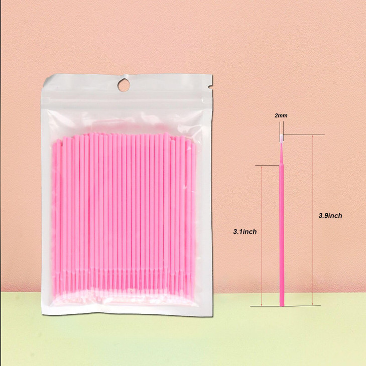 1200PCS Microswabs for Eyelash Extensions?Micro Applicators Brush for Cleaning and Applying Make-up Pink (Head Diameter: 2.0mm)