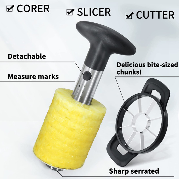 Newness Pineapple Corer and Slicer Tool, Robust Pineapple Core Remover with Upgraded Cutter & Reinforced Thicker Blade, Stainless Steel Kitchen Fruit