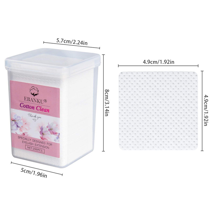 EBANKU 1200PCS Lint Free Nail Wipes Eyelash Glue Wipes, Adhesive Wipes for Lash Glue Nail Polish Remover Cotton Pads, Glue Nozzle Wipes Non-Woven Fab