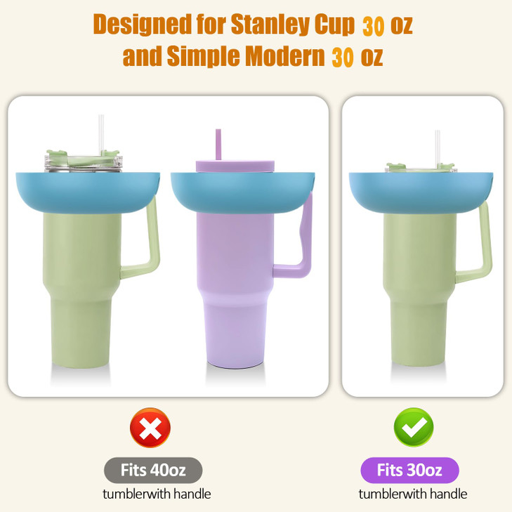 Snack Bowl for Stanley Cup 30 oz with Handle-Perfectly Compatible with Stanley Quencher H2.0 Tumbler 30 oz with Handle, Reusable Silicone Snack Tray,