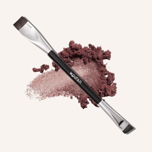 The Arc Brush | Winged eyeliner & cut crease brush, curved and precise, dual-ended, soft vegan bristles, Woosh Beauty