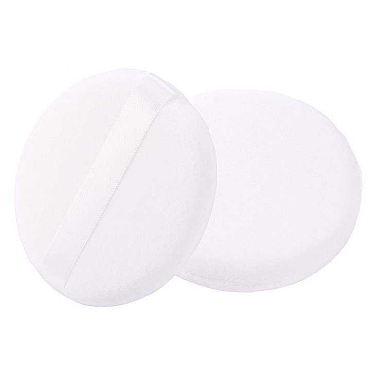 WSYUB Powder Puff, Large Loose Powder Puffs, 4.13 Inch Powder Puff for Body Powder, Ultra Soft Velour Body Powder Puffs, 2pcs, White, Round