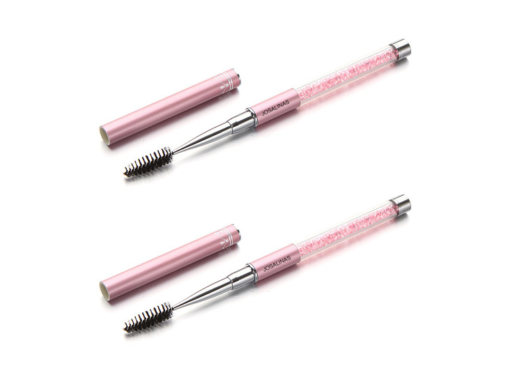 JOSALINAS 2PCS Mascara Brushes Eyebrow Eyelash Brushes Mascara Wands Applicators Eye Brushes Portable Cosmetic Brushes with Cap Spoolies Brushes for