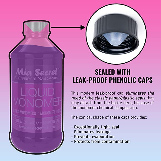 16 oz Mia Secret Liquid Monomer - Professional Acrylic Nail Liquid for Acrylic Powder - EMA monomer