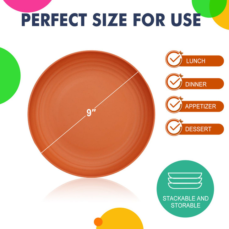 Homienly Deep Dinner Plates Set of 8 Alternative for Plastic Plates Microwave and Dishwasher Safe Wheat Straw Plates for Kitchen Unbreakable Kids Pla