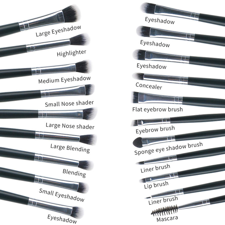 MSQ Eyeshadow Brushes Set 20pcs Makeup Eye Brushes Eyeshadow Blending Brush Eyebrow Eyeliner Lip Brush Beauty Brushes-Black