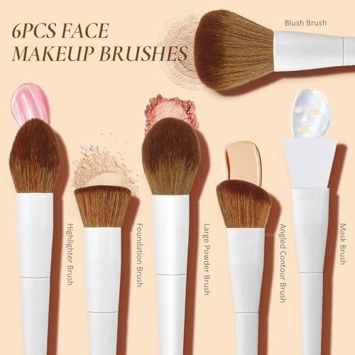 LUXBRU Makeup Brushes With Case 20PCs Professional Makeup Brush Set, Foundation Powder Eyeshadow Brush Set Eyebrow Concealer Contour Travel Brushes K