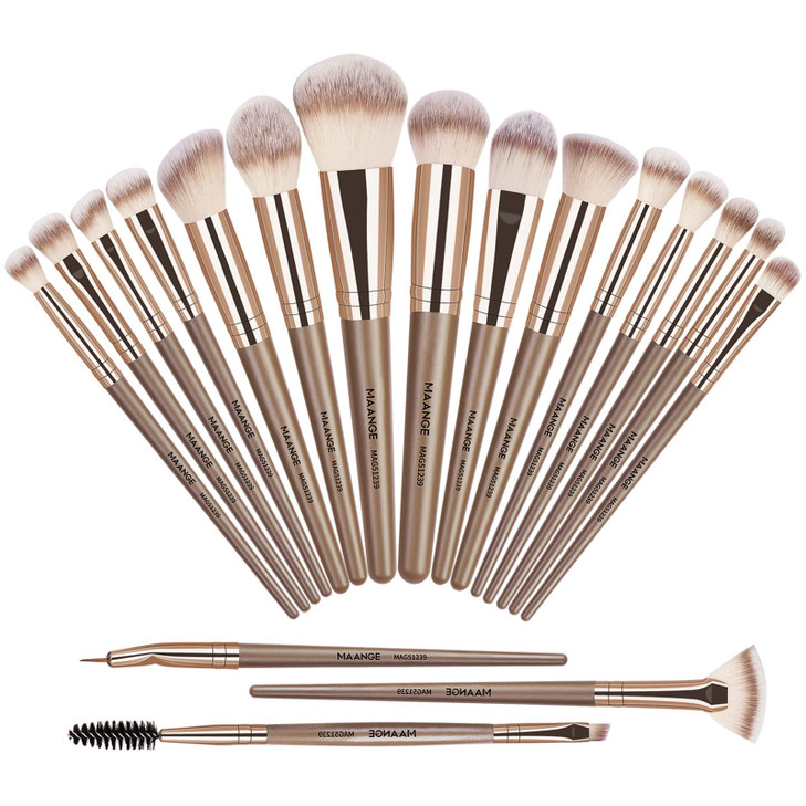 Make Up Brushes, MAANGE 18 Pcs Premium Synthetic Makeup Brushes Set Soft Foundation Powder Eyeliner Eye Shadow Makeup Brushes Professional (Champagne