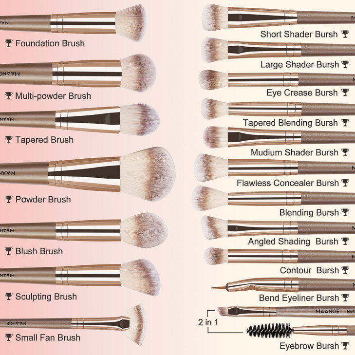 Make Up Brushes, MAANGE 18 Pcs Premium Synthetic Makeup Brushes Set Soft Foundation Powder Eyeliner Eye Shadow Makeup Brushes Professional (Champagne